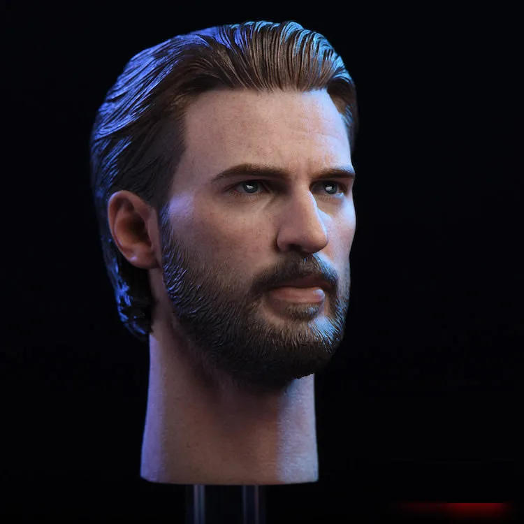 1:6 Avengers : Infinity War - Steve Roger Captain America Custom Male Head Sculpt with Neck Peg