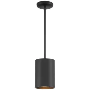 6" LED Cylinder Pendant Light, 60W, 120V, Matte Black, Pilson XL Collection