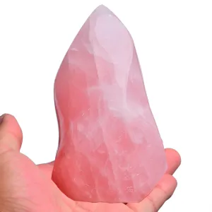 AMOYSTONE Rose Quartz Decor Crystal Falme Tower Energy Meditation Healing Stone Home Decor 1.0-1.3LB