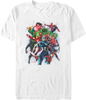 Avengers Team Action Poses Marvel Comics T-Shirt