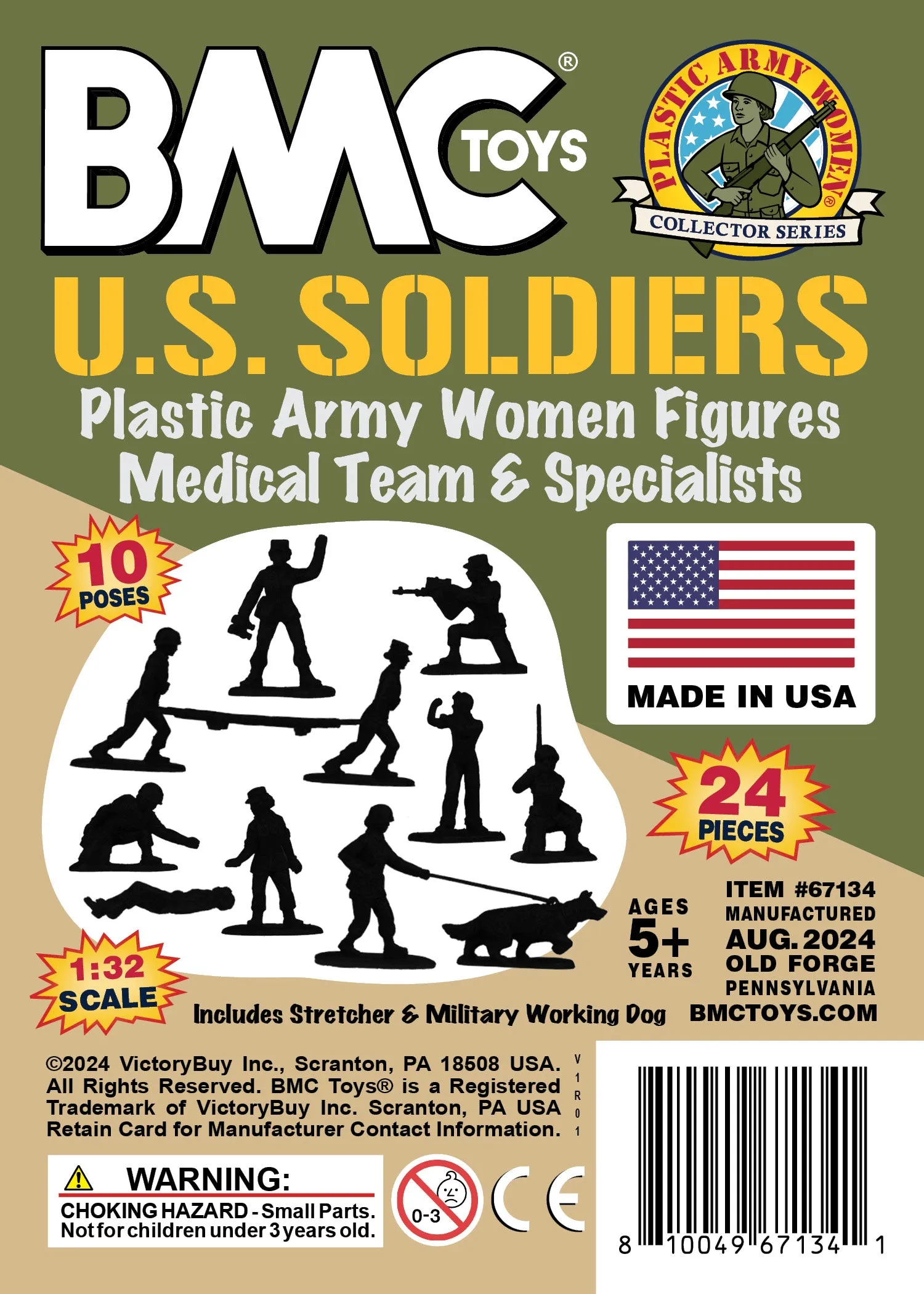 BMC PLASTIC ARMY WOMEN Medical & Support - OD  & Tan 24pc Female Soldier Figures