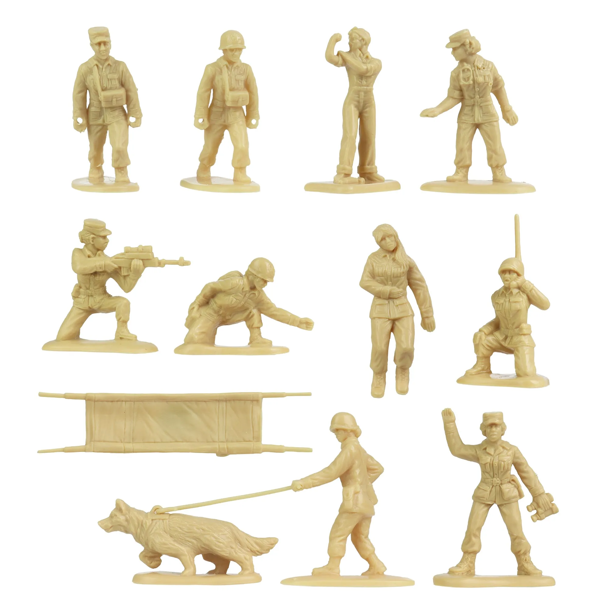 BMC PLASTIC ARMY WOMEN Medical & Support - OD  & Tan 24pc Female Soldier Figures