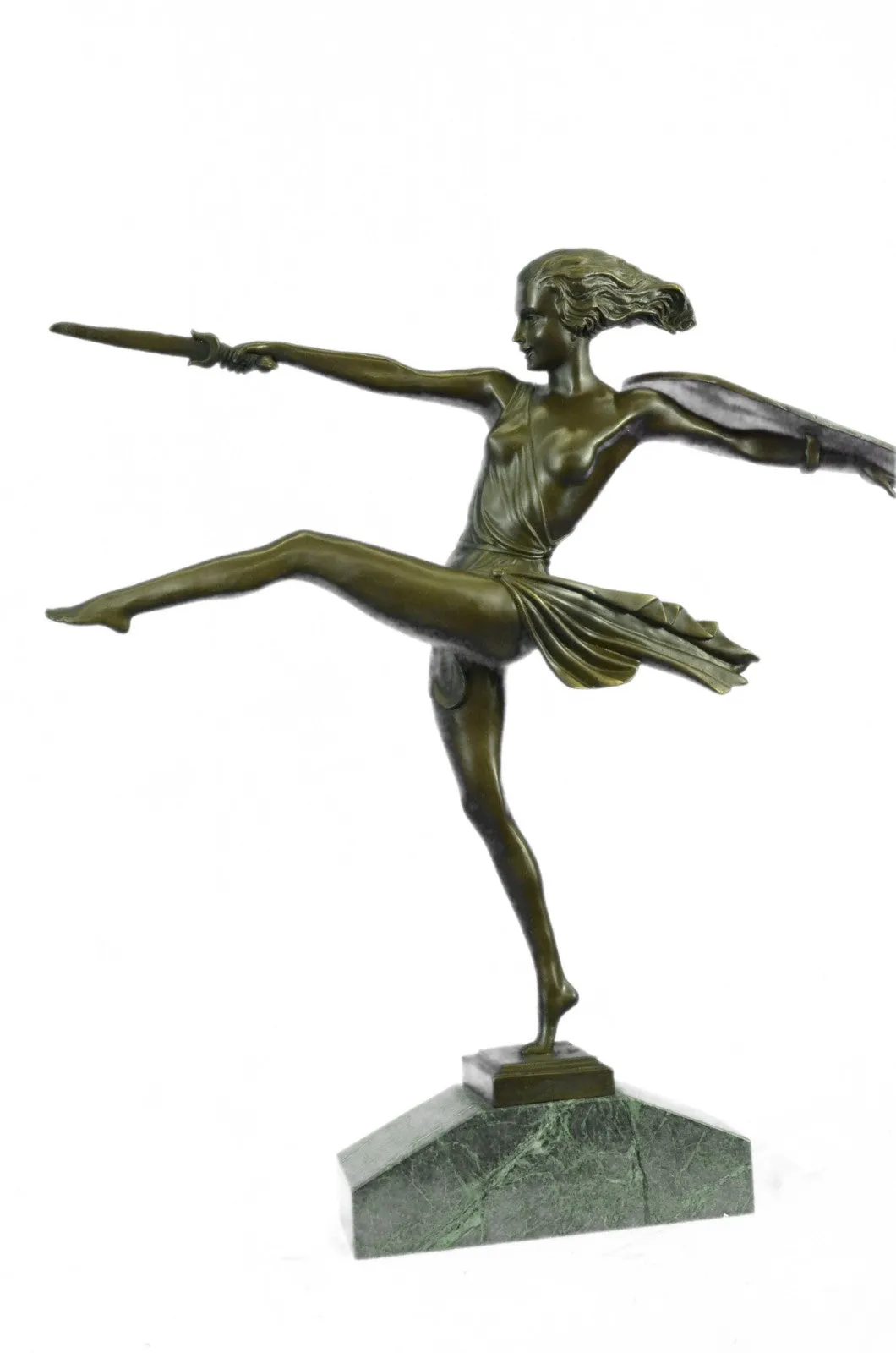 BRONZE ART DECO AMAZON SIGNED WOMAN GIRL FEMALE WARRIOR HOT CAST SCULPTURE SALE