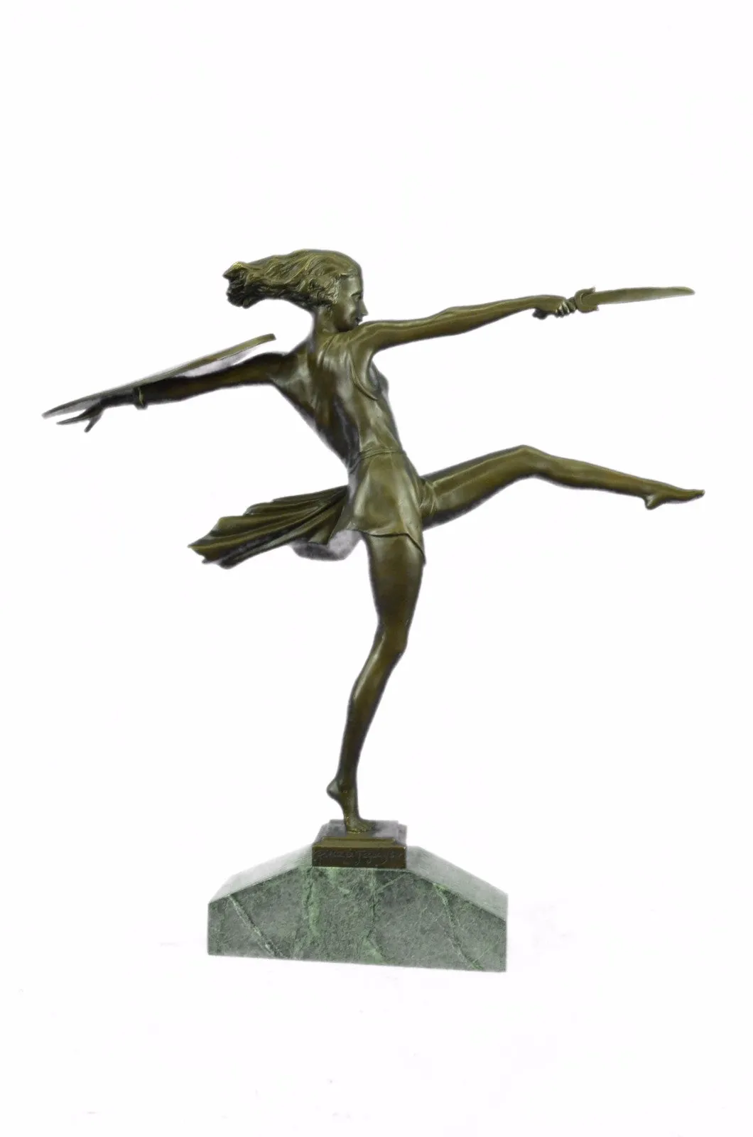 BRONZE ART DECO AMAZON SIGNED WOMAN GIRL FEMALE WARRIOR HOT CAST SCULPTURE SALE