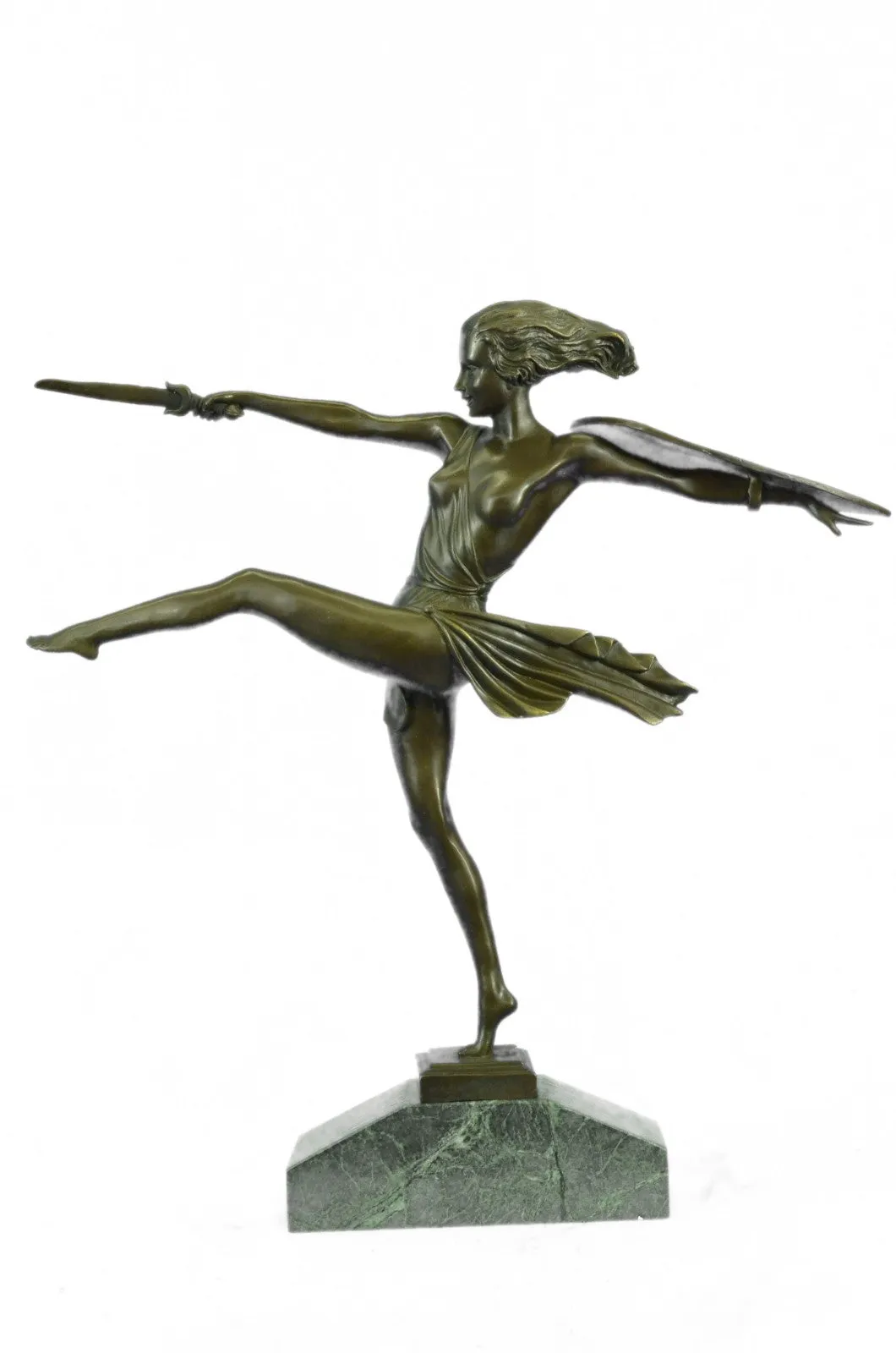 BRONZE ART DECO AMAZON SIGNED WOMAN GIRL FEMALE WARRIOR HOT CAST SCULPTURE SALE