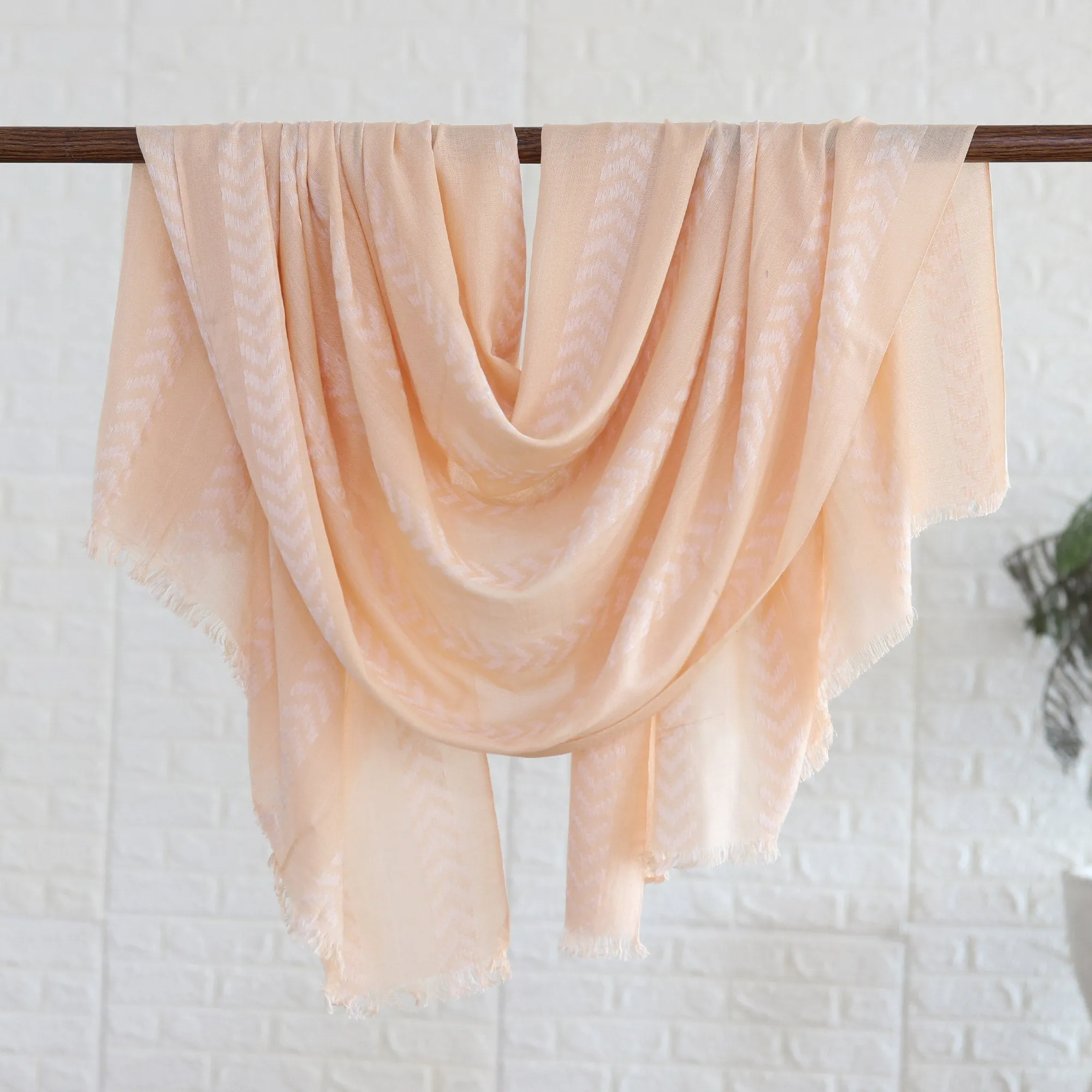 Chevron Pattern Soft Peach Shawl - Feminine Chevrons