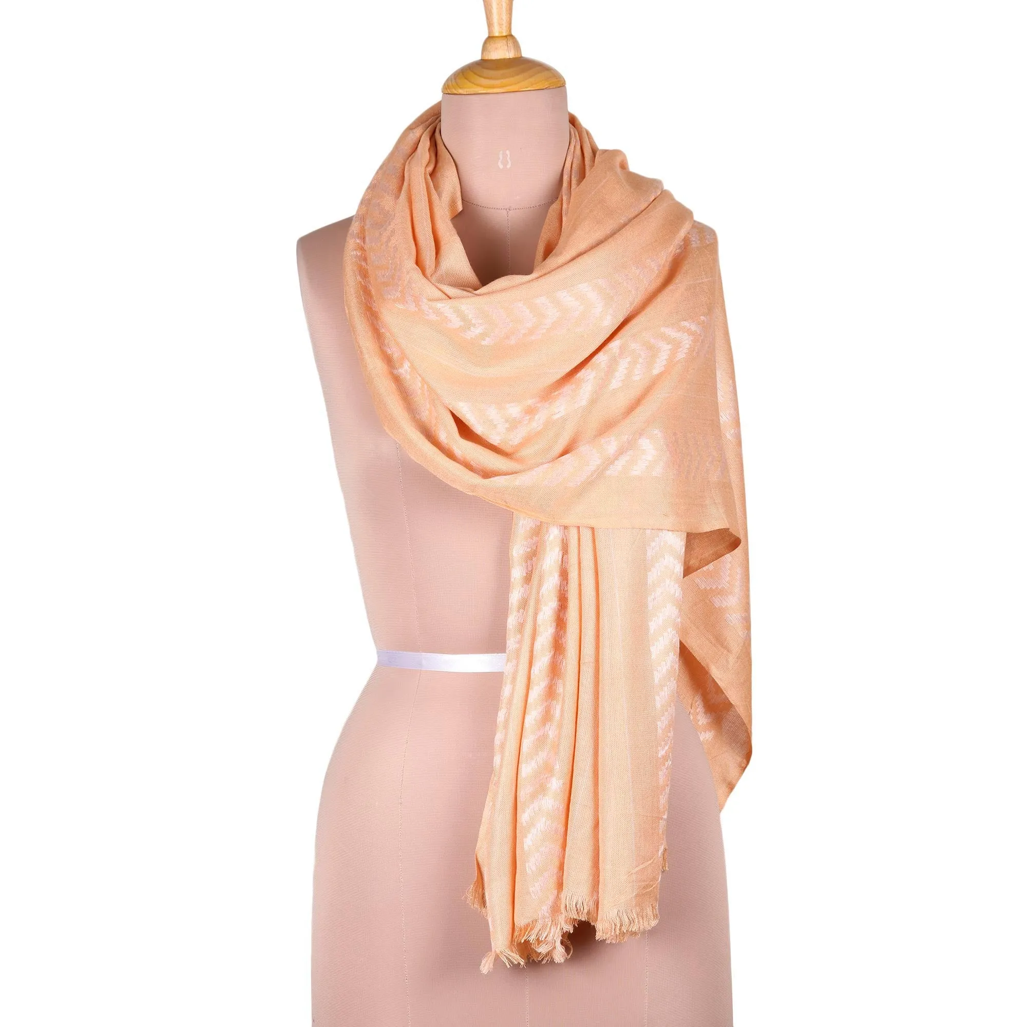 Chevron Pattern Soft Peach Shawl - Feminine Chevrons