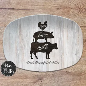 Eggs Bacon Milk Breakfast Personalized Platter