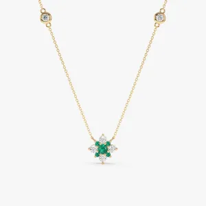 Emerald Diamond Clover Necklace, Deborah