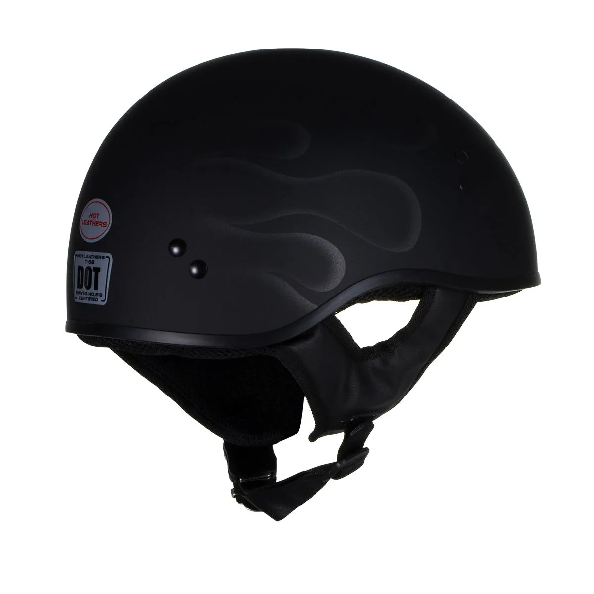 Hot Leathers HLT68 'Type-1' Flat Black Flames Motorcycle DOT Approved