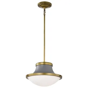 Lafayette 14 in. Pendant Light Matte Gray and Natural Brass Finish