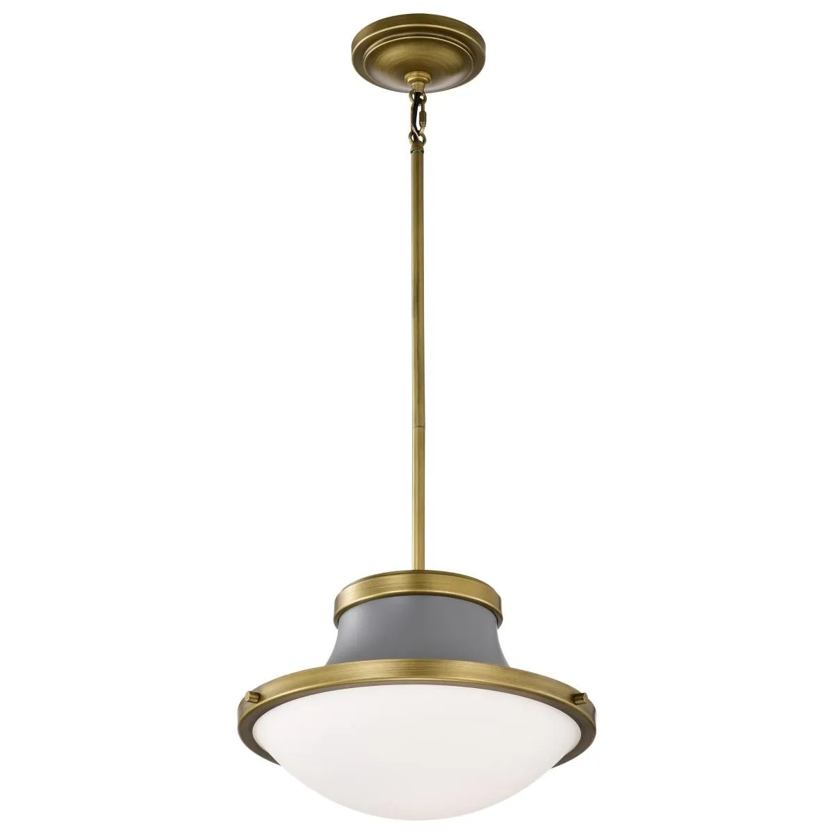 Lafayette 14 in. Pendant Light Matte Gray and Natural Brass Finish