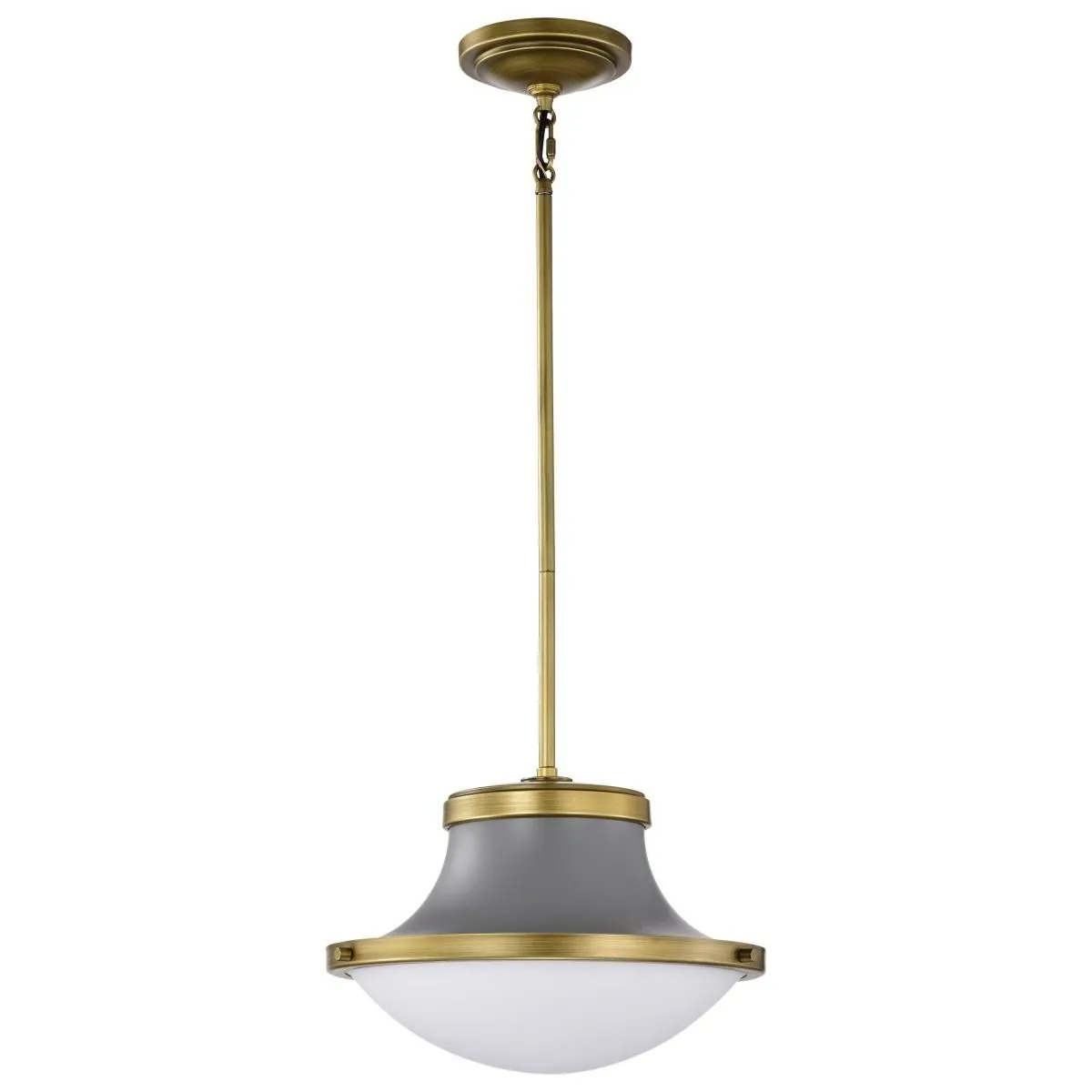 Lafayette 14 in. Pendant Light Matte Gray and Natural Brass Finish