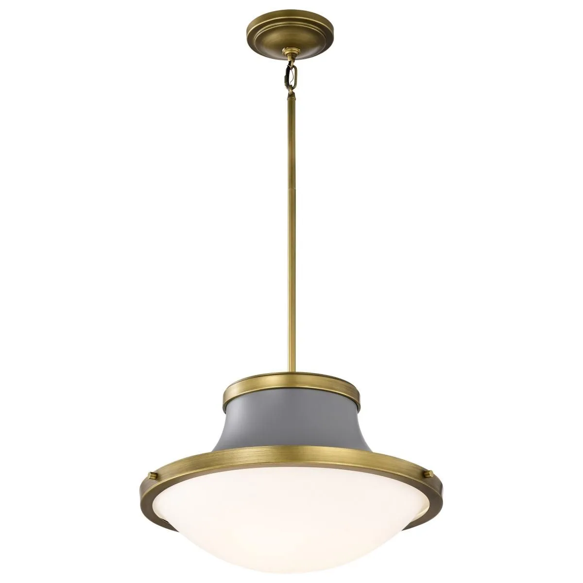 Lafayette 18 in. 3 lights Pendant Light Matte Gray and Natural Brass Finish