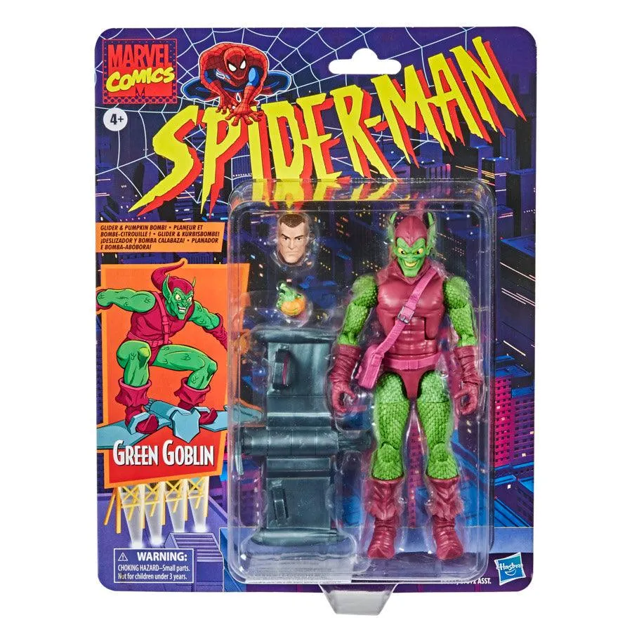 Marvel Legends Series Spider-Man 6-inch Collectible Green Goblin Action Figure Toy Retro Collection