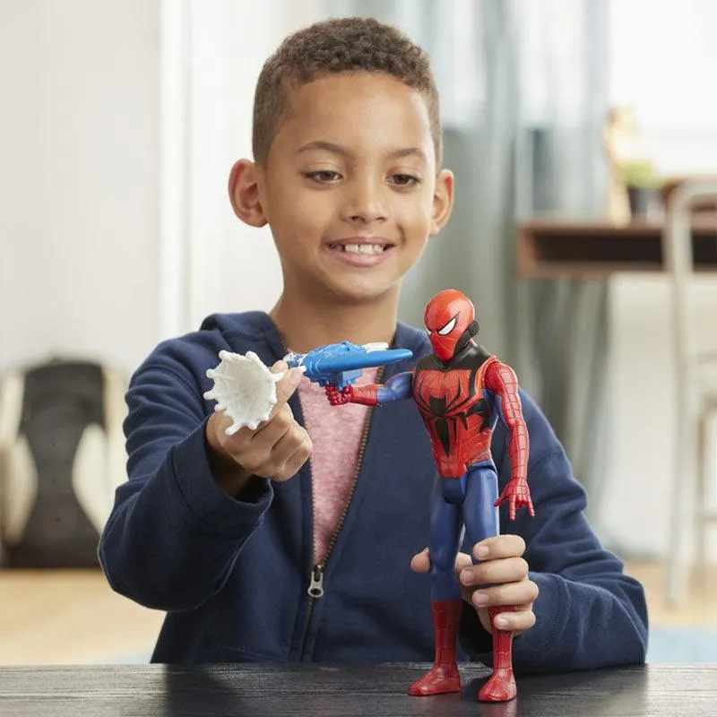 Marvel Spider-Man Titan Hero Series Blast Gear Spider-Man Action Figure, 12-Inch Toy, With Launcher and Projectiles, Ages 4 And Up