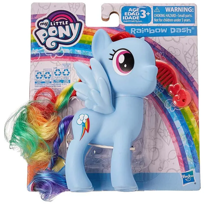 My Little Pony Toy 6-Inch Rainbow Dash, Blue Pony Figure with Rooted Hair and Comb