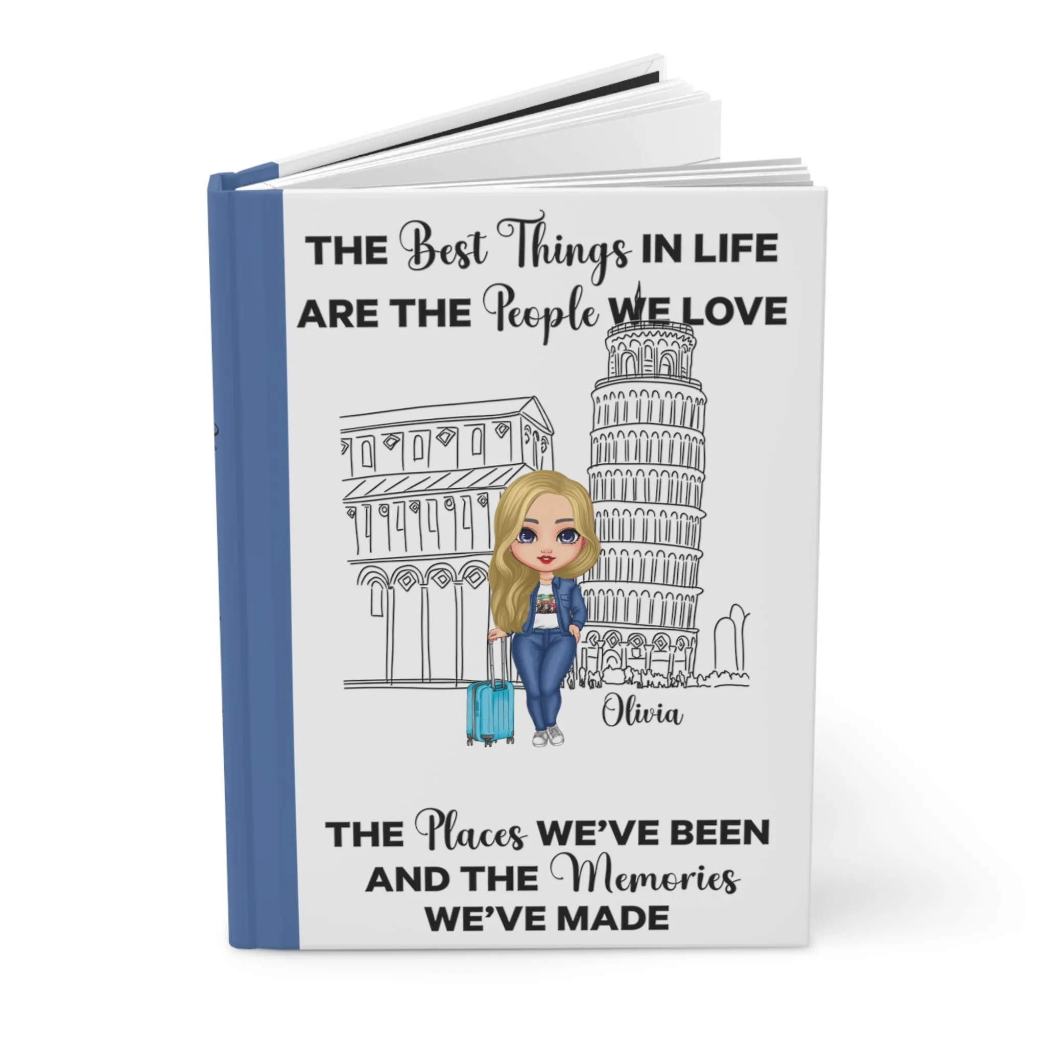 Personalised Hardcover Travel Journal Matte, Italy, The Best things in Life, Blonde Hair