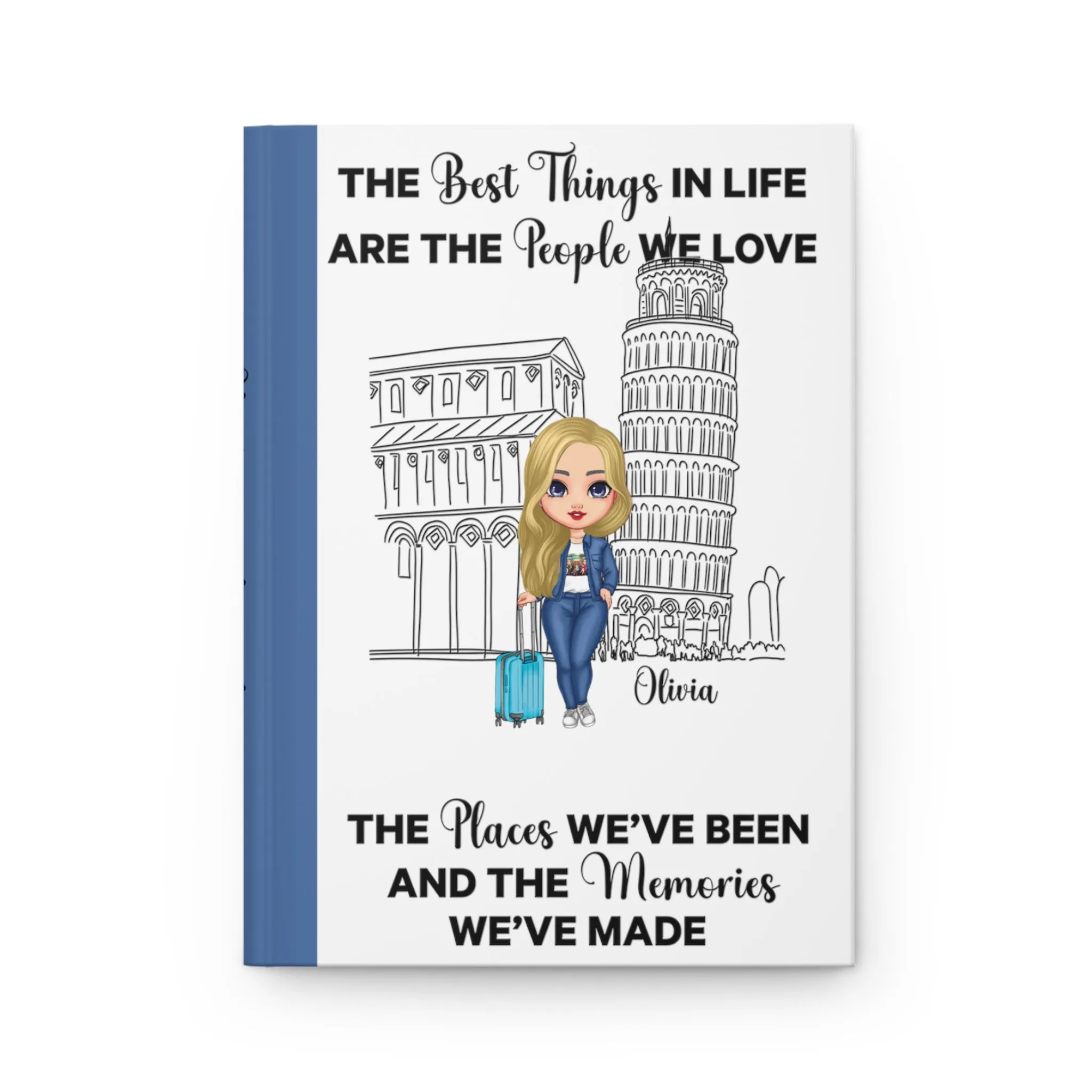 Personalised Hardcover Travel Journal Matte, Italy, The Best things in Life, Blonde Hair