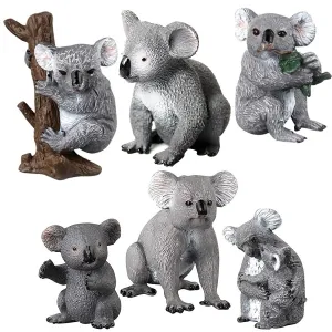 Realistic Wild Life Jungle Zoo Koala Animals Authentic Hand Painted  Figurine Model Koala Bear Climbing a Tree Toy Figure