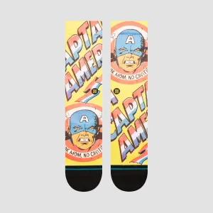 Stance Marvel Captain America No Cavities Crew Socks Yellow