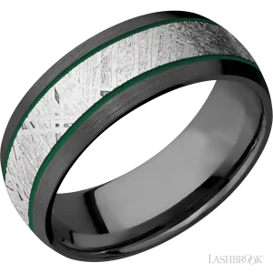 Zirconium Band with Satin Finish and Meteorite Inlay - 8MM