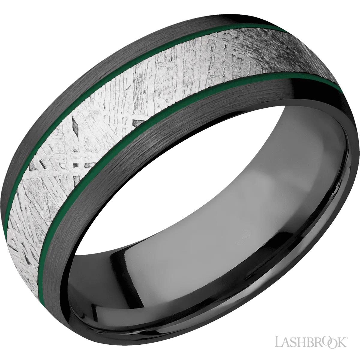 Zirconium Band with Satin Finish and Meteorite Inlay - 8MM